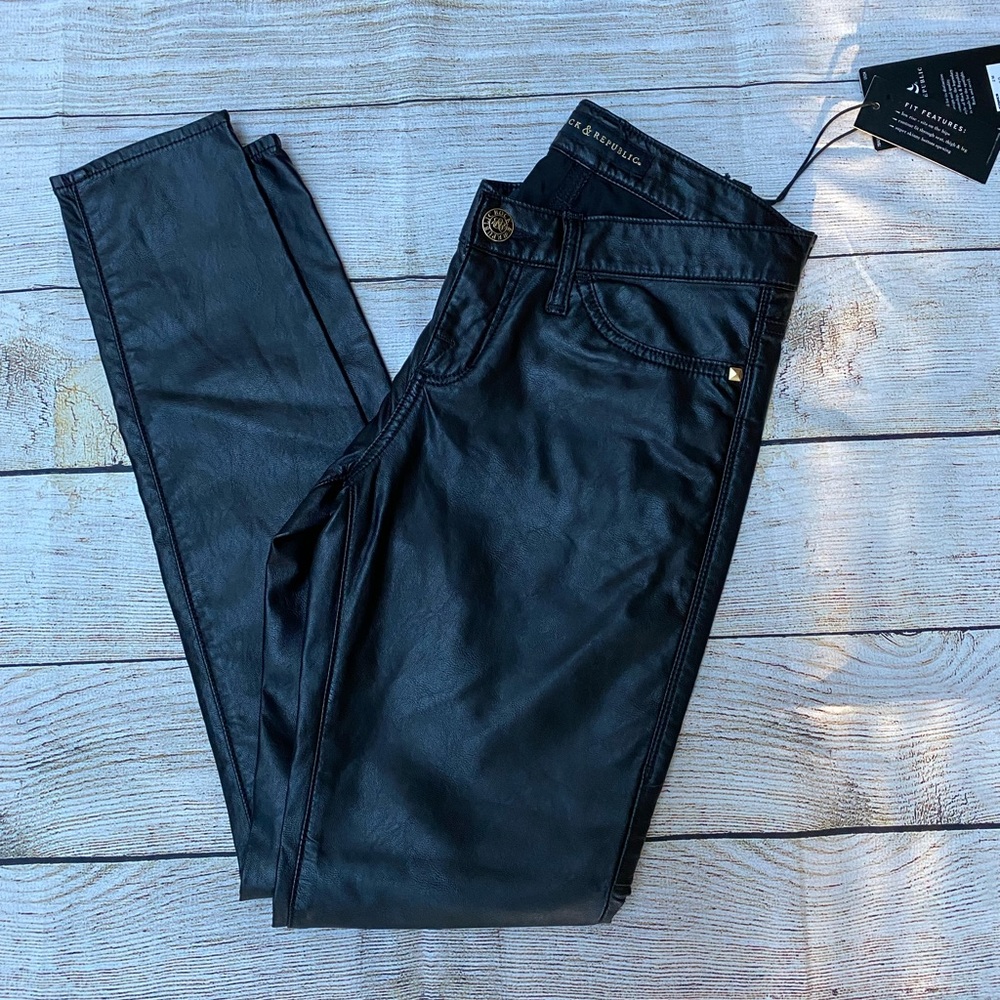 NWT black leather pants (Rock and Republic)